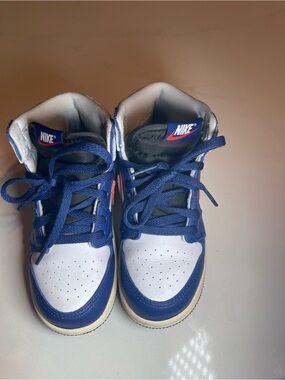 Nike Jordan To date Blue and White High-Top Sneakers with Red Logo